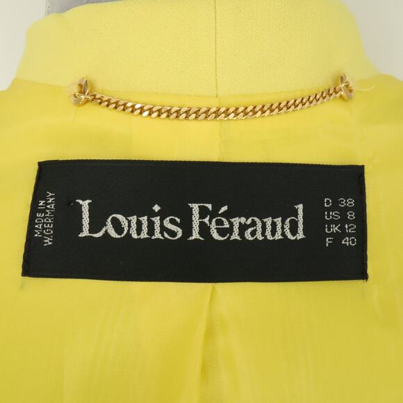 Louis Feraud Jacket Womens 8 Yellow Twill Lined Embroidery Detail Blazer Vintage - Picture 3 of 16